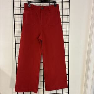 Anthropologie Maeve The Colette Wide Leg Knit Crop Pants in bright red Size 6